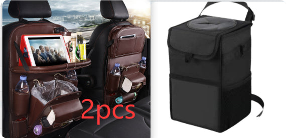 PU Leather Car Seat Back Storage Bag With Multiple Pockets
