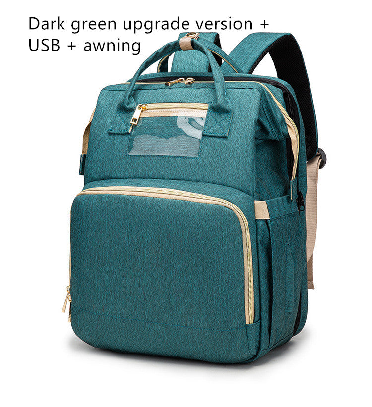 Folding Travel Bed Backpack for Mums with USB Charging