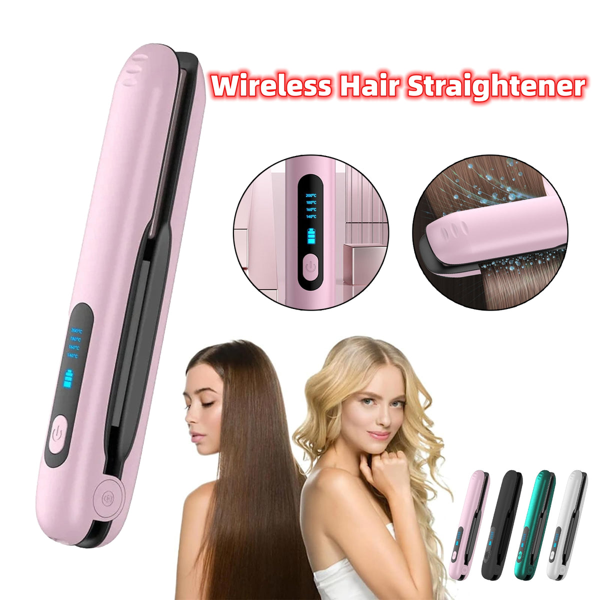 Cordless Mini Hair Straightener And Curler With USB Charging