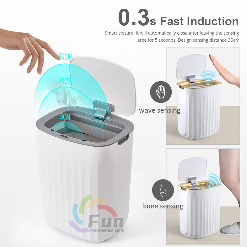Smart Sensor Trash Can With Lid For Kitchen And Bedroom