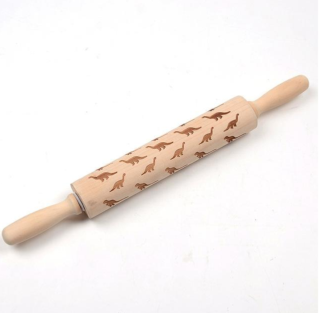 Wooden Christmas Embossing Rolling Pin for Cookies and Dough