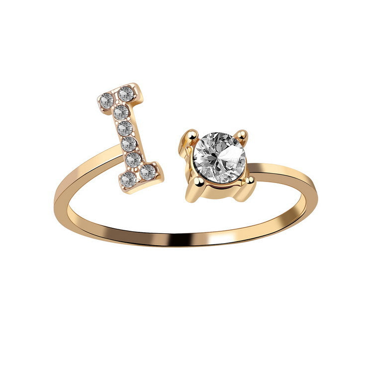 Adjustable Initial Letter Ring In Gold, Silver Or Rose Gold