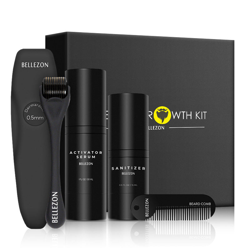Beard Care Set with Titanium Micro-Needle Roller and Liquid