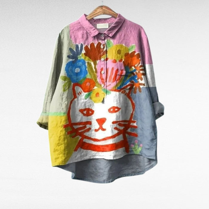 Islay | Bunte Vintage-Chic-Katzenbluse