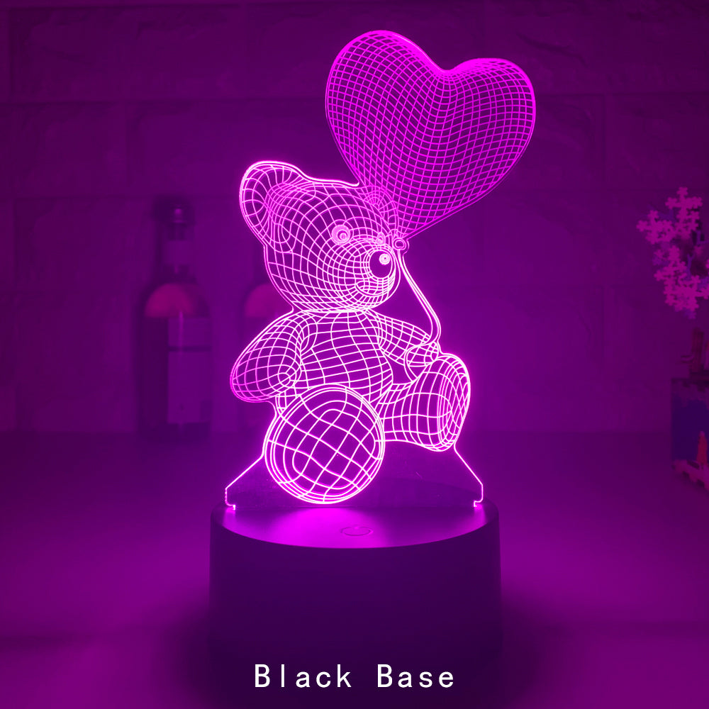 3D Acrylic USB LED Night Light with Touch or Remote Colours