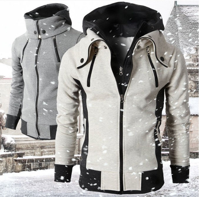 Men's Zip-Up Hooded Sweatshirt Jacket, Slim Casual Cardigan