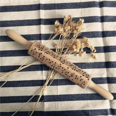 Wooden Christmas Embossing Rolling Pin for Cookies and Dough