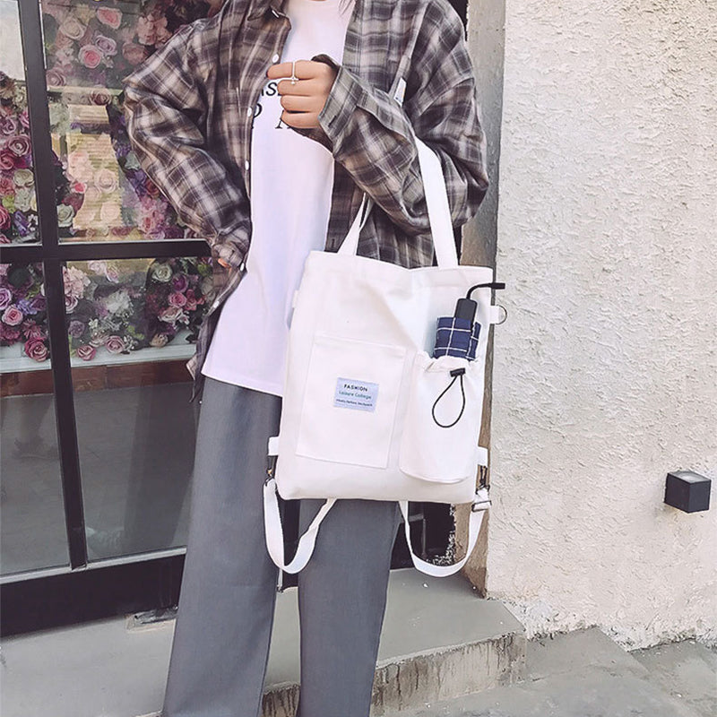 Harajuku Canvas Backpack With Pockets For Students And Women