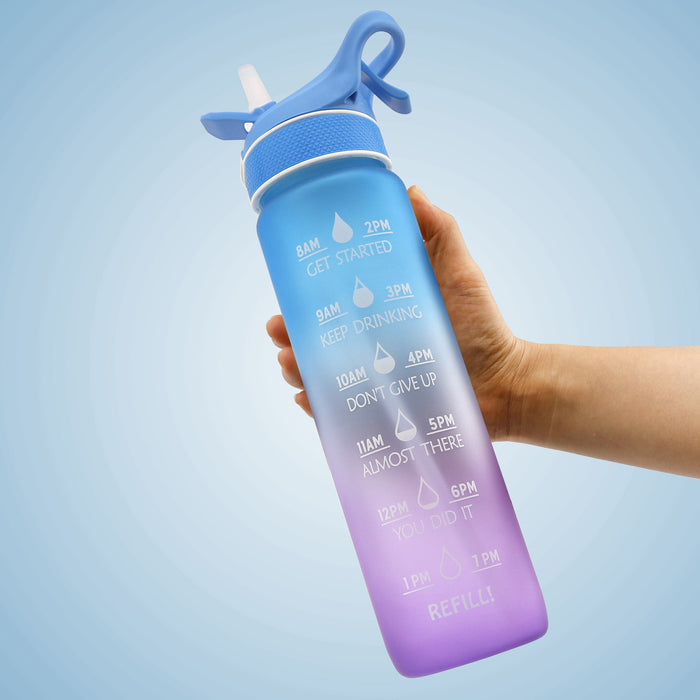 Sporttrinkflasche mit 1000ml Fassungsvermögen, Strohhalm und Klappdeckel