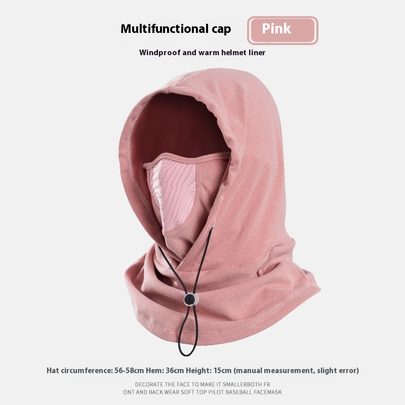 Winter Thermal Fleece Neck Warmer Hood, Windproof Riding Hat