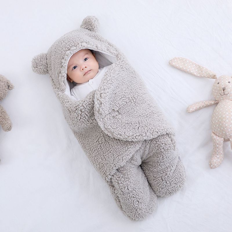 Fleece-Lined Baby Sleeping Bag, Winter Newborn Swaddle