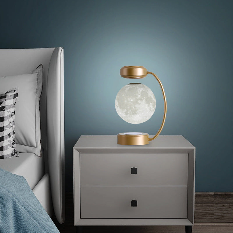 3D Magnetic Levitating Moon Lamp With Rotating Floating Ball