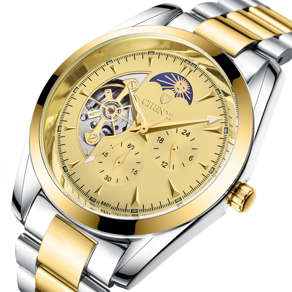 Men's Business Mechanical Watch with Metal Case in Five Styles