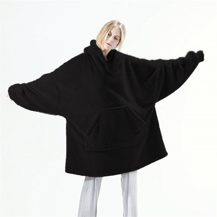 Sudadera de forro polar extragrande con bolsillo grande, gruesa y de doble cara