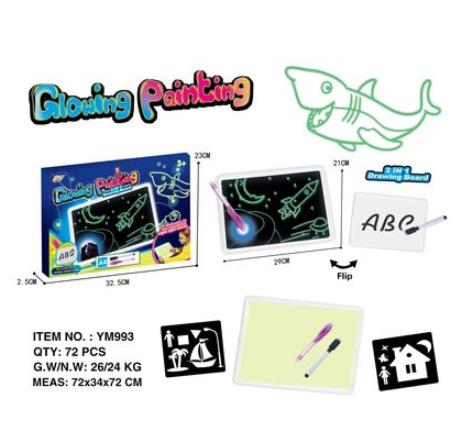 3D Magic Drawing Pad With 8 Light Effects For Kids