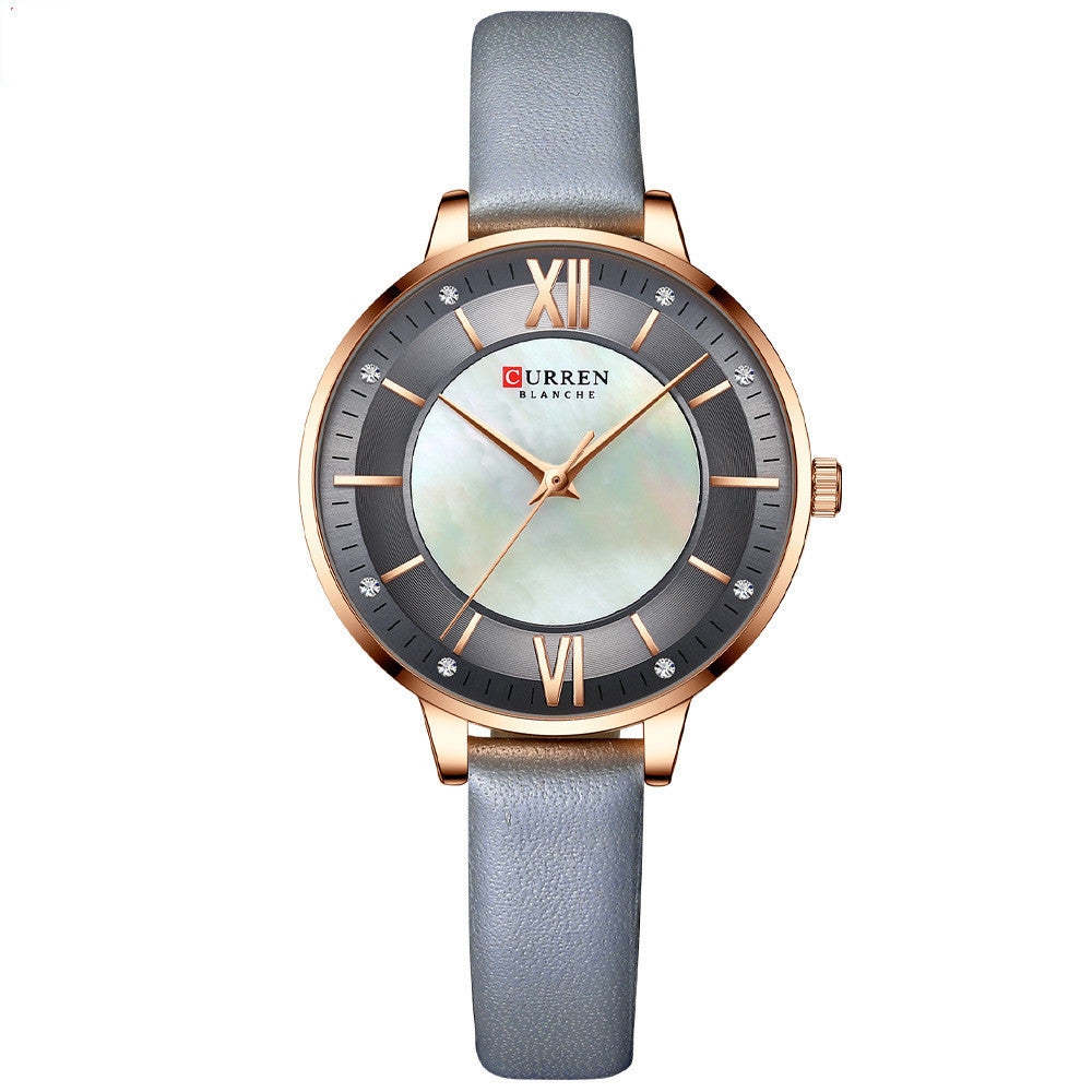 Women's Casual Quartz Watch with Leather Strap, Fashion Wristwatch
