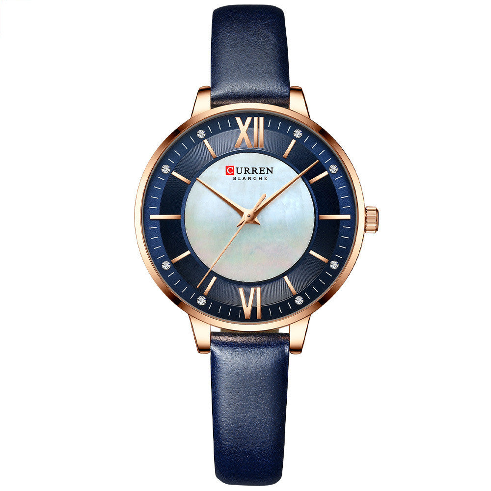 Women's Casual Quartz Watch with Leather Strap, Fashion Wristwatch