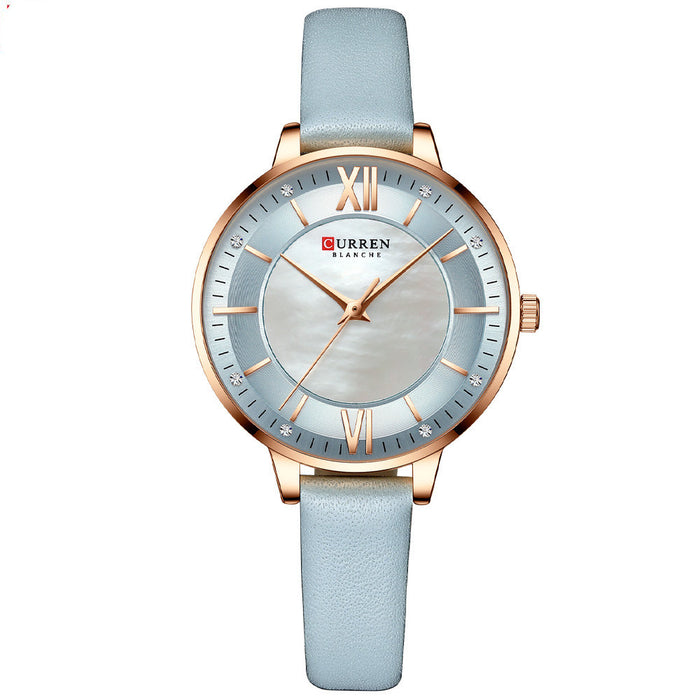 Freizeit-Quarzuhr für Damen mit Lederarmband, modische Armbanduhr