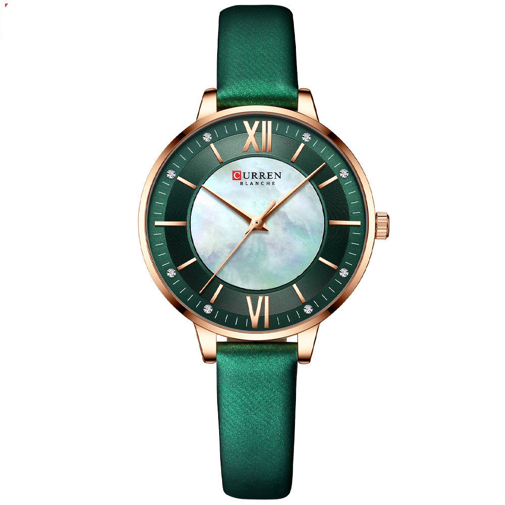 Women's Casual Quartz Watch with Leather Strap, Fashion Wristwatch