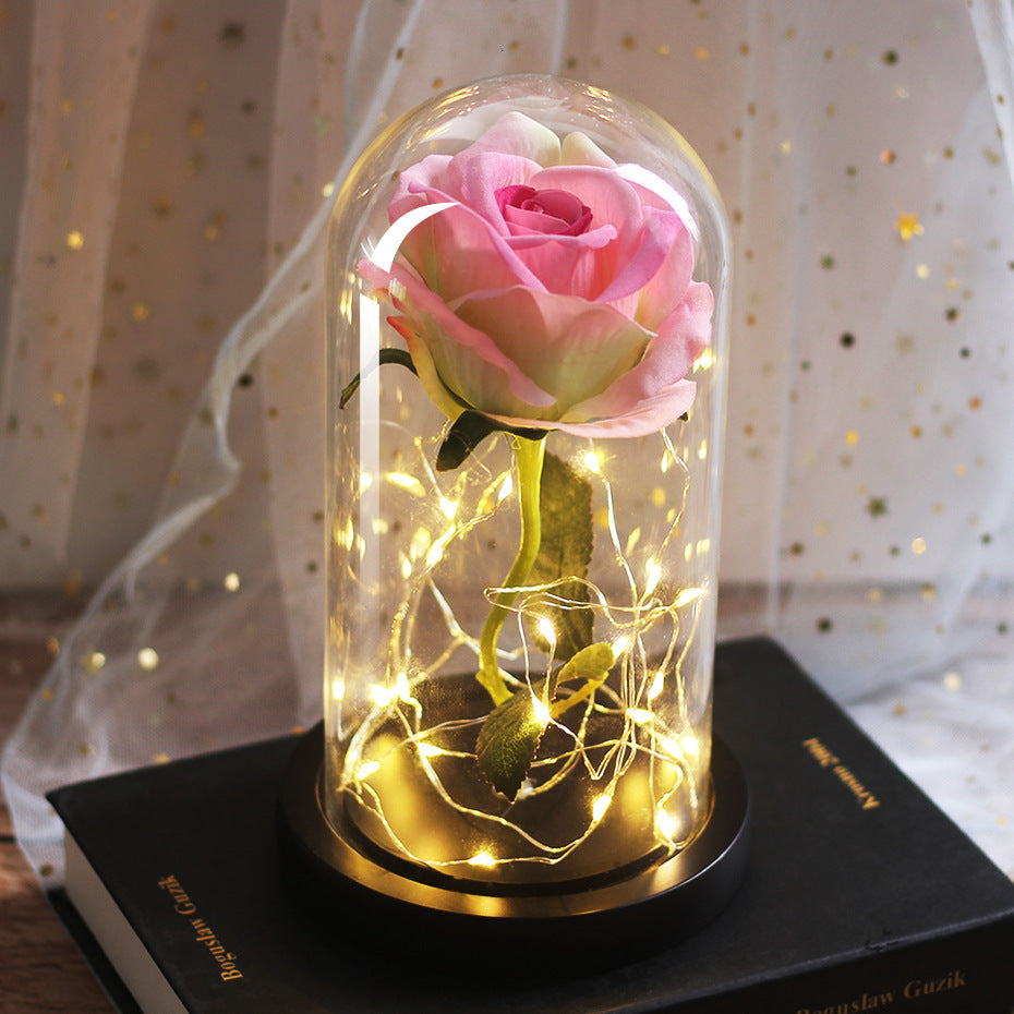 Simulated Rose in Glass Dome Gift for Weddings and Mother's Day