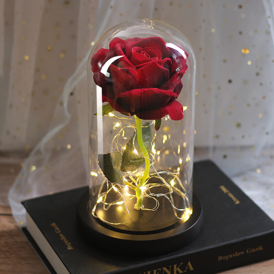 Simulated Rose in Glass Dome Gift for Weddings and Mother's Day