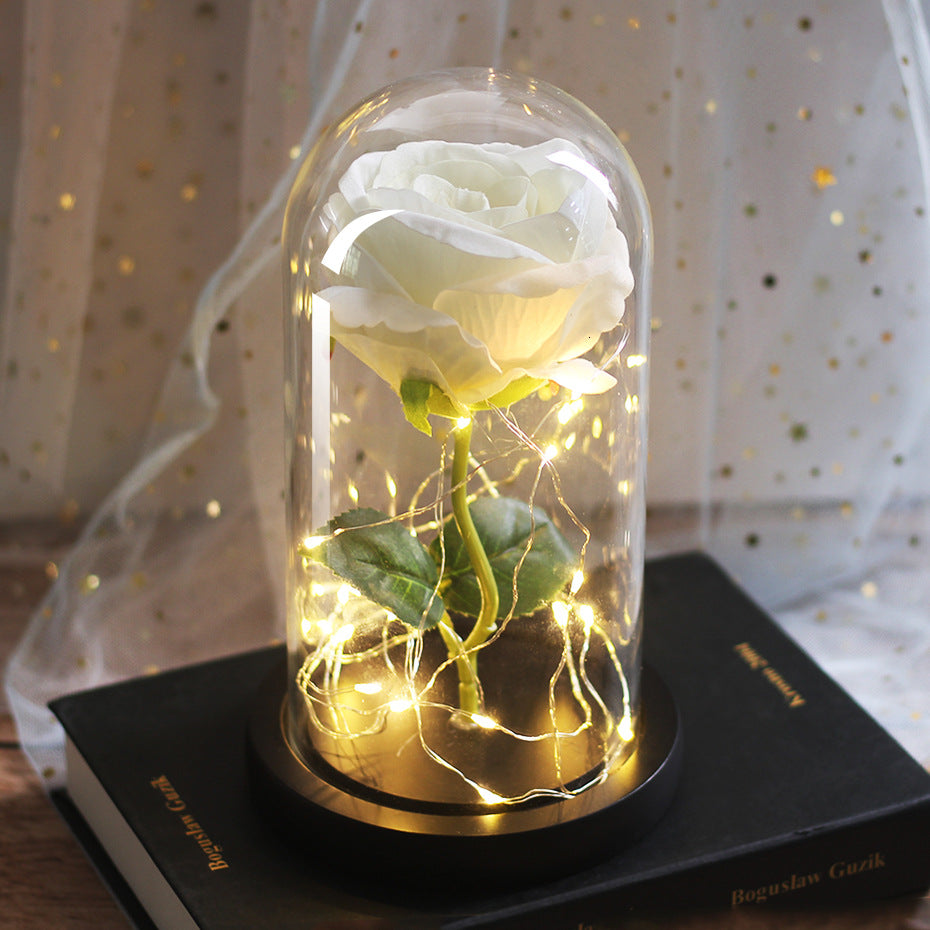 Simulated Rose in Glass Dome Gift for Weddings and Mother's Day