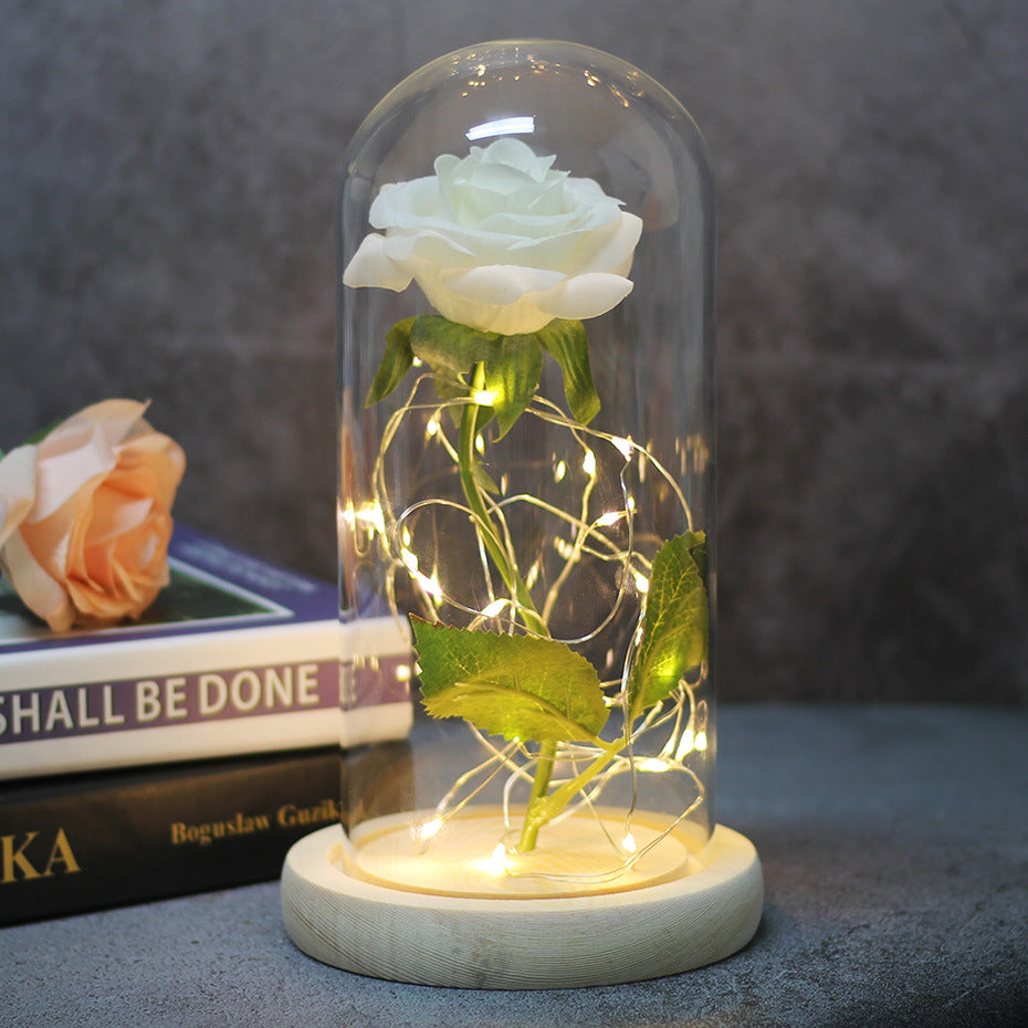 Simulated Rose in Glass Dome Gift for Weddings and Mother's Day
