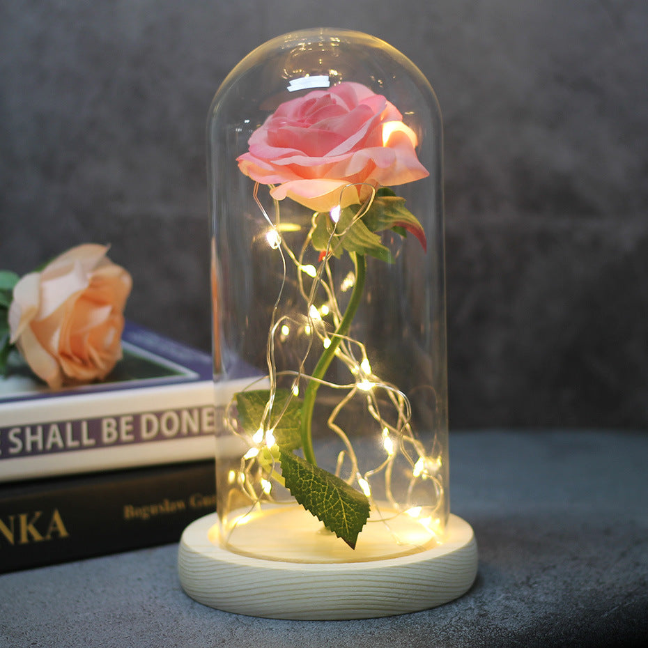Simulated Rose in Glass Dome Gift for Weddings and Mother's Day