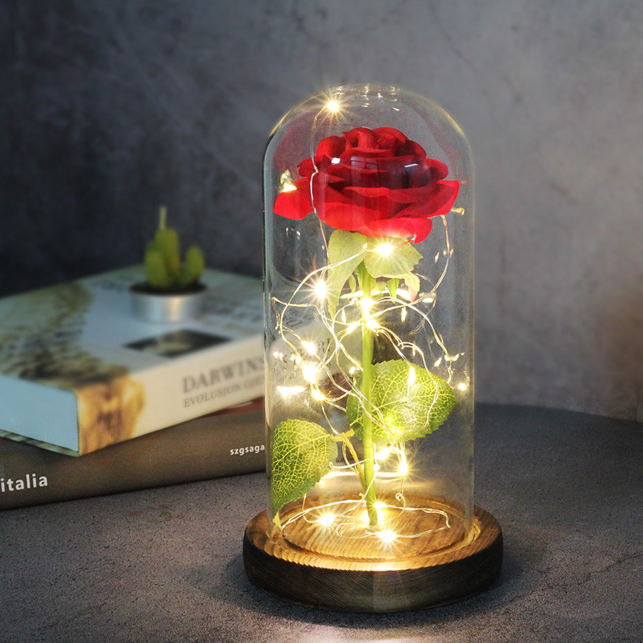Simulated Rose in Glass Dome Gift for Weddings and Mother's Day