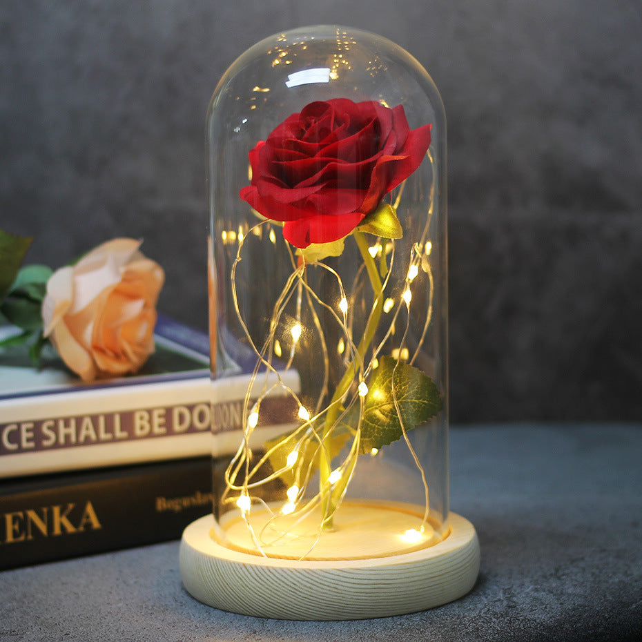 Simulated Rose in Glass Dome Gift for Weddings and Mother's Day