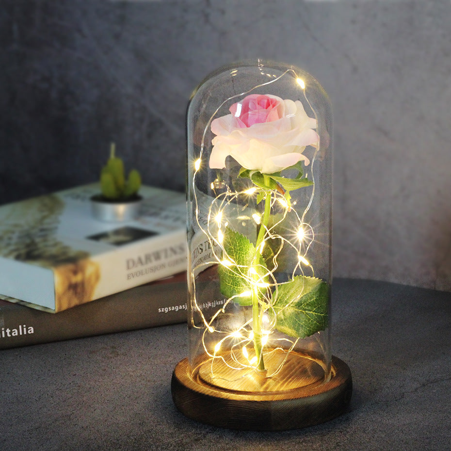 Simulated Rose in Glass Dome Gift for Weddings and Mother's Day