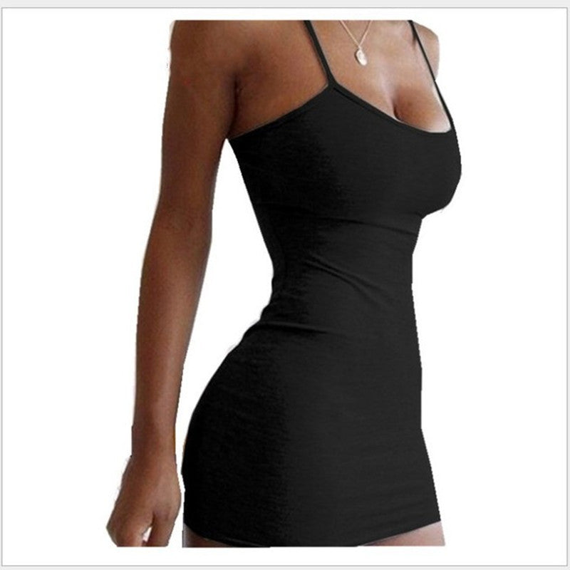 Women's Halter Neck Hip Skirt Dress in Pure Colour, Tight-Fitting