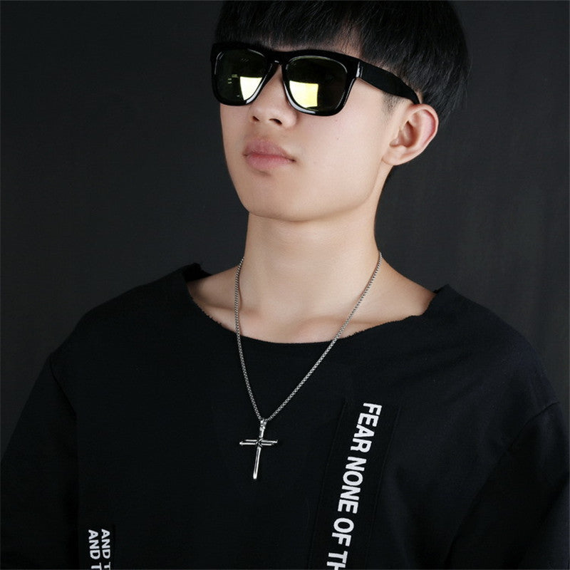 Men's Stainless Steel Nail Cross Pendant Necklace with Chain