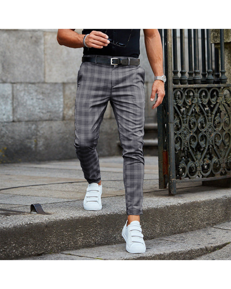 Men's Loose Thin Plaid Casual Trousers in Five Colours