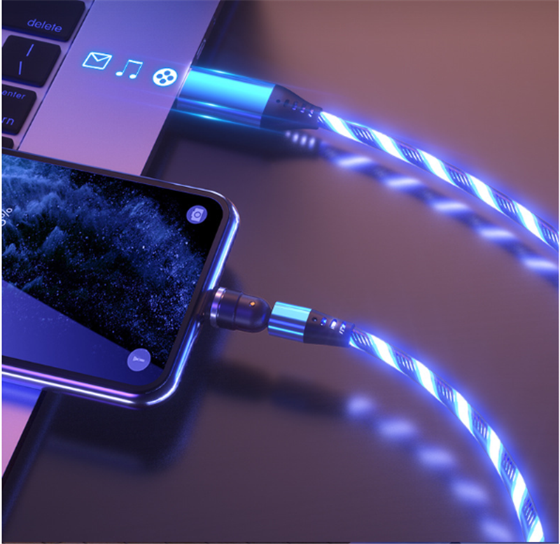 540 Degree Rotating LED Magnetic Charging Cable, 3A Fast Charge