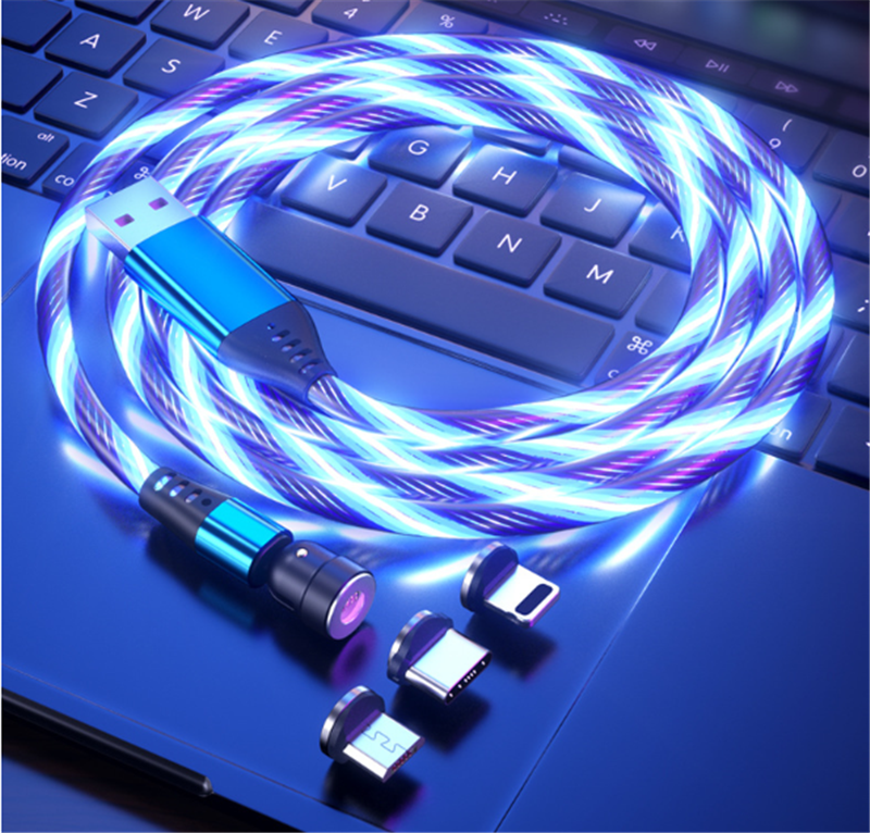 540 Degree Rotating LED Magnetic Charging Cable, 3A Fast Charge