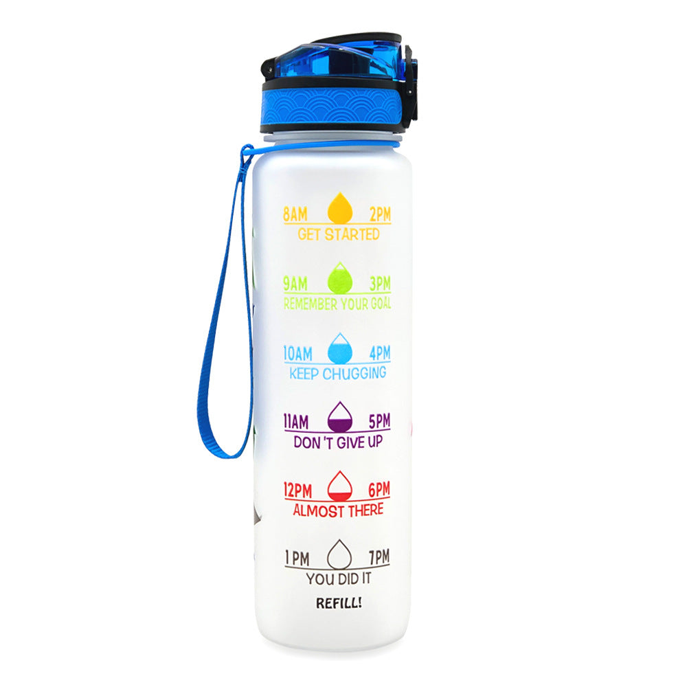 1L Tritan Water Bottle With Time Marker And Flip Cover
