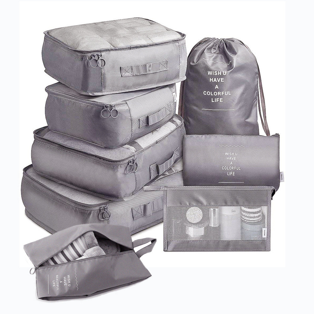 8-Piece Travel Packing Cube Organiser Set for Clothes and Shoes