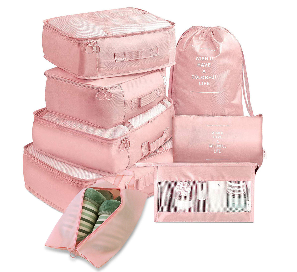 8-Piece Travel Packing Cube Organiser Set for Clothes and Shoes
