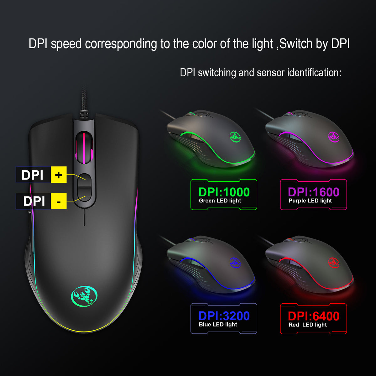 Wired RGB Gaming Mouse with Macro Programming, Glowing Optical Mouse