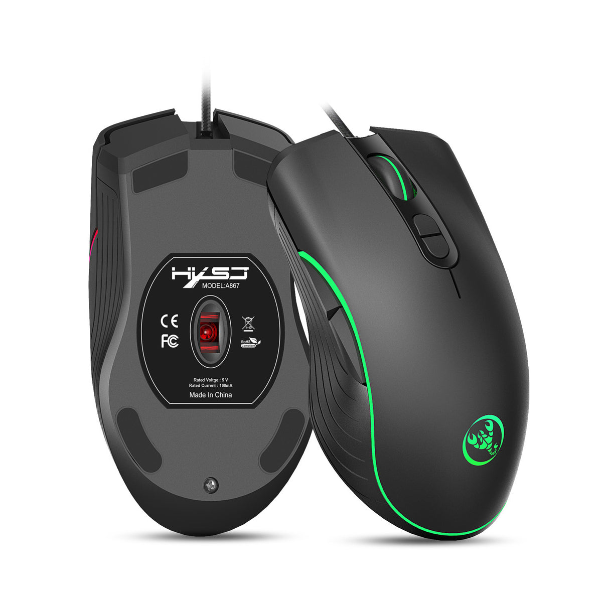 Wired RGB Gaming Mouse with Macro Programming, Glowing Optical Mouse