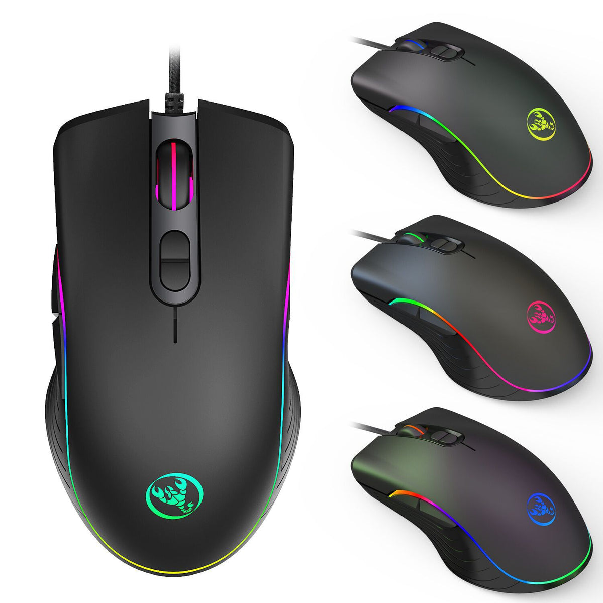 Wired RGB Gaming Mouse with Macro Programming, Glowing Optical Mouse