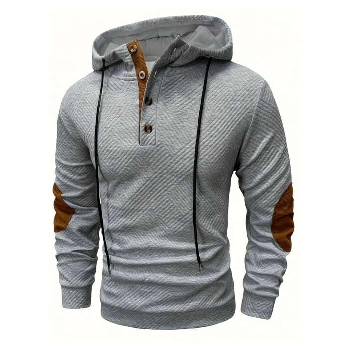 Top con capucha para hombre, tapeta con botones y cordón ajustable