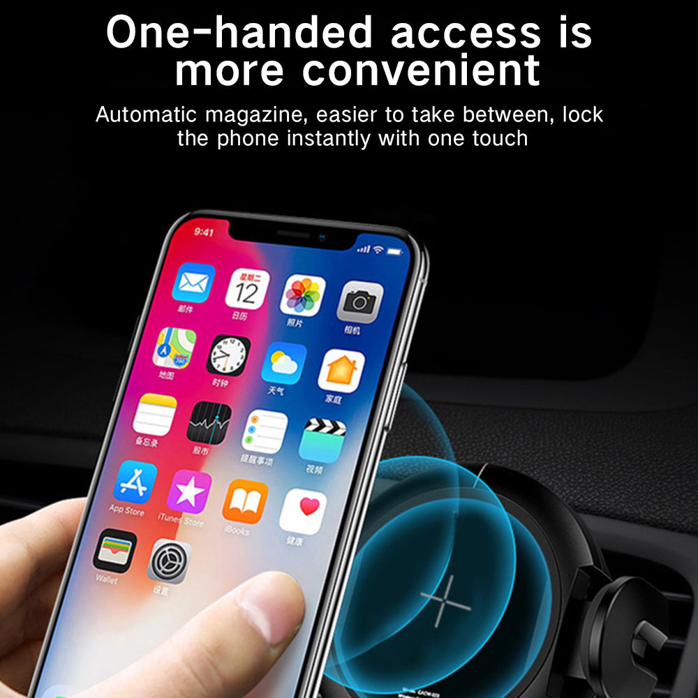 Car Air Vent Phone Holder, One-Hand Metal Mount in Black