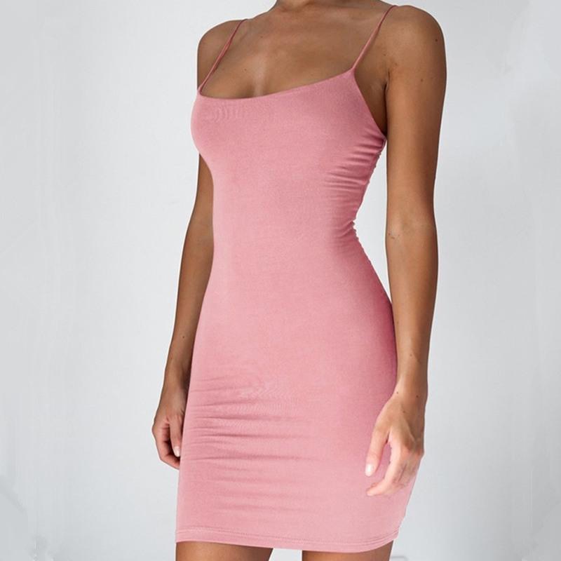 Women's Halter Neck Hip Skirt Dress in Pure Colour, Tight-Fitting