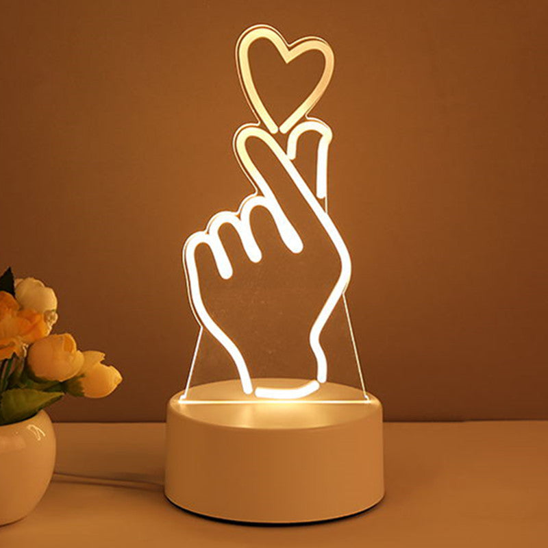 3D Acrylic USB LED Night Light Neon Sign Lamp for Home Decor