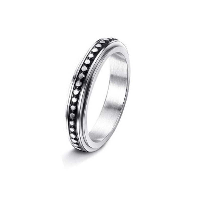 Stainless Steel Spinner Ring With Moon And Stars Design