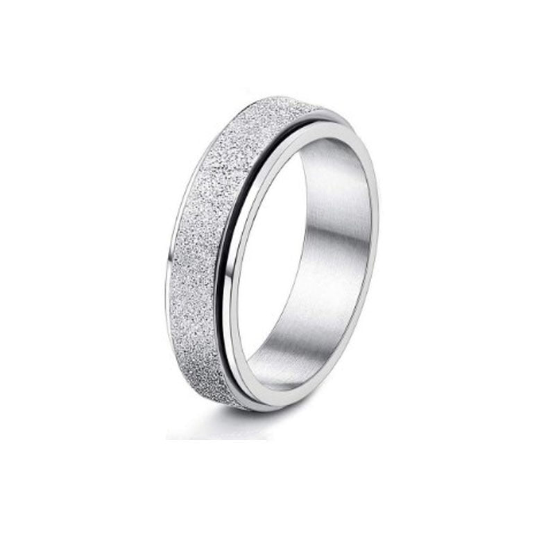 Stainless Steel Spinner Ring With Moon And Stars Design