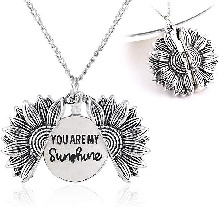 You Are My Sunshine Sunflower Necklace for Women and Men with Gift Box