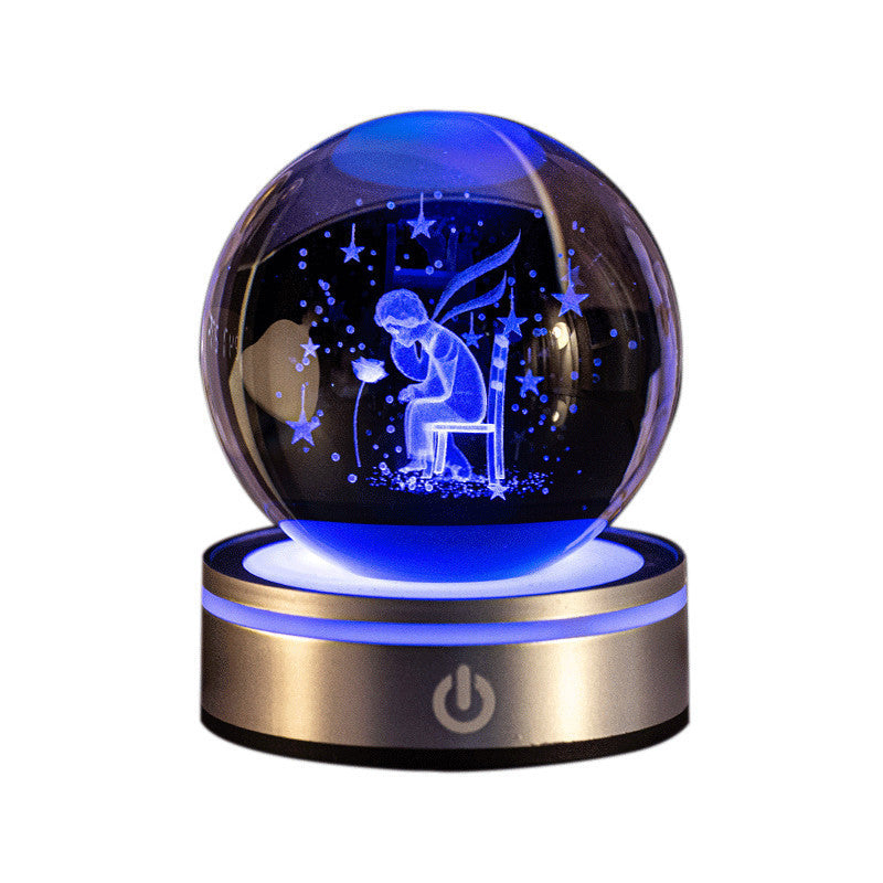 3D Inner Carving Crystal Ball Night Light With Gradient Glow